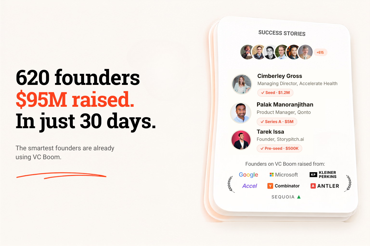 The actual product: a deck score, a matched investor list, a drafted email
